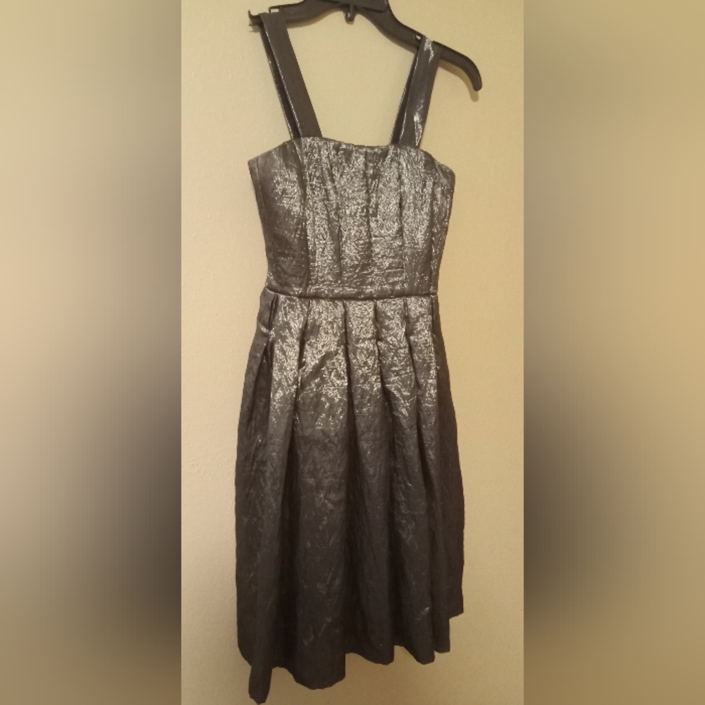 Vintage Calvin Klein pewter gunmetal flare dress size 2